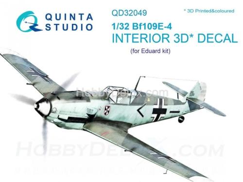 3D Декаль интерьера кабины Bf 109E-4 для модели Eduard