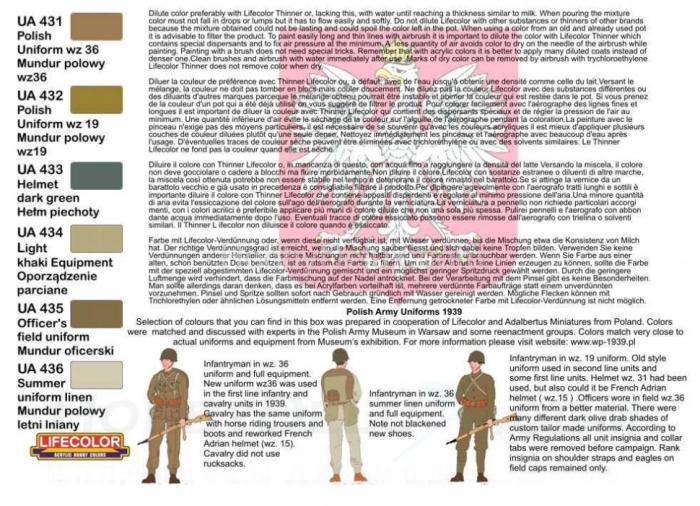 Набор красок Life Color -  THE POLISH ARMY 1939 XS05