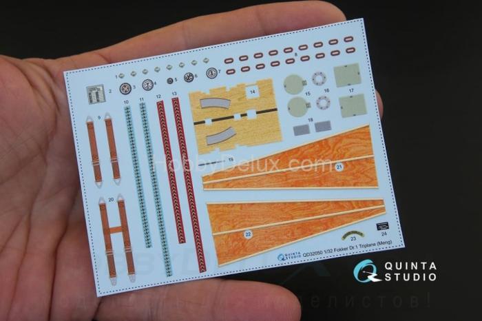 3D Декаль интерьера кабины Fokker Dr.1 для модели Meng QD32050