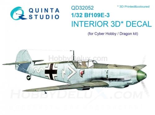 3D Декаль интерьера кабины Bf 109E-3 для модели Cyber-hobby/Dragon