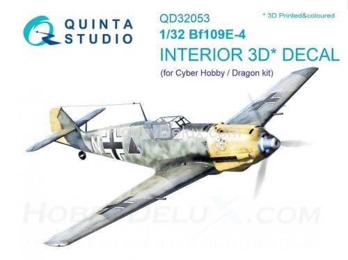 3D Декаль интерьера кабины Bf 109E-4 для модели Cyber-hobby/Dragon