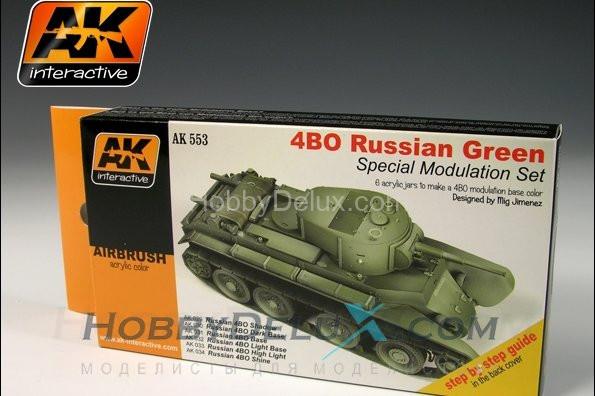 Набор красок для модуляции - 4BO RUSSIAN GREEN MODULATION SET AK-553