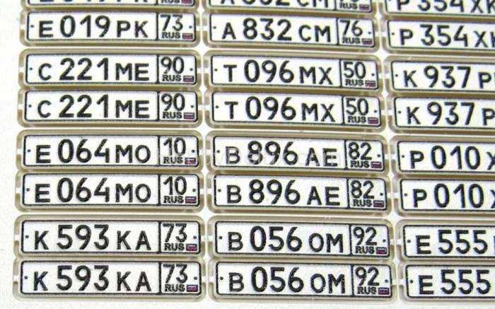 Набор гражданских автомобильных номеров современной России МД035391