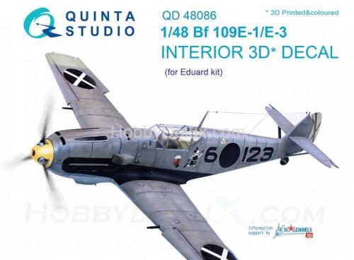 3D Декаль интерьера кабины Bf 109E-1/E-3 для модели Eduard
