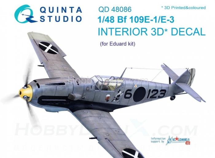 3D Декаль интерьера кабины Bf 109E-1/E-3 для модели Eduard QD48086