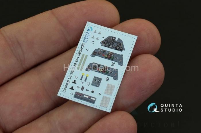 3D Декаль интерьера кабины Bf 109E-1/E-3 для модели Eduard QD48086