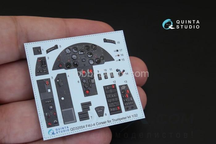3D Декаль интерьера кабины F4U-4 для модели Трубач QD32054