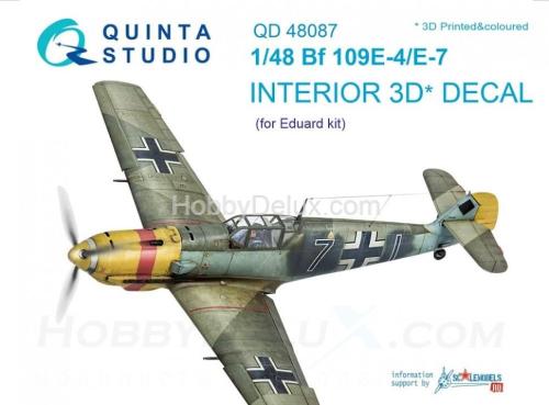 3D Декаль интерьера кабины Bf 109E-4/E-7 для модели Eduard