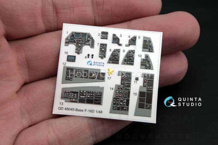 3D Декаль интерьера кабины F-16D (блоков 30/40/50) (расширен. набор) QD48045-Pro