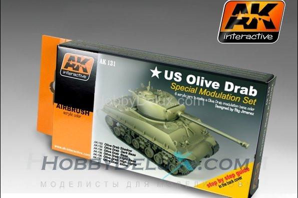 Набор красок для модуляции - OLIVE DRAB COLOR SET AK-131