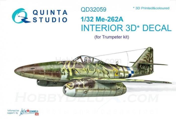 3D Декаль интерьера кабины Me-262A для модели Трубач QD32059