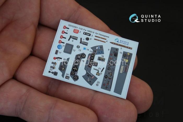 3D Декаль интерьера кабины FW 190D-9 для модели Hasegawa QD32061