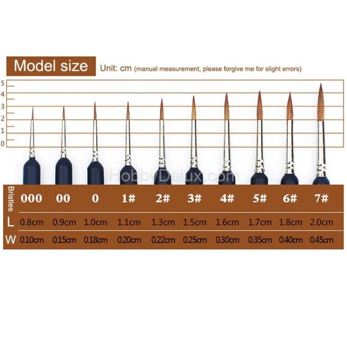 Набор профессиональных элитных кистей (волк), 9 шт. (№ 000, 00, 0, 1, 2, 3, 4, 5, 6) B-008