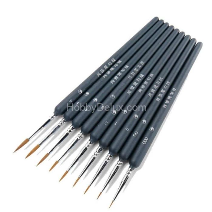 Набор профессиональных элитных кистей (волк), 9 шт. (№ 000, 00, 0, 1, 2, 3, 4, 5, 6) B-008