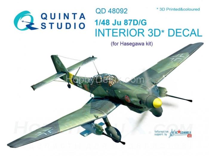 3D Декаль интерьера кабины Ju 87D/G  для модели Hasegawa QD48092