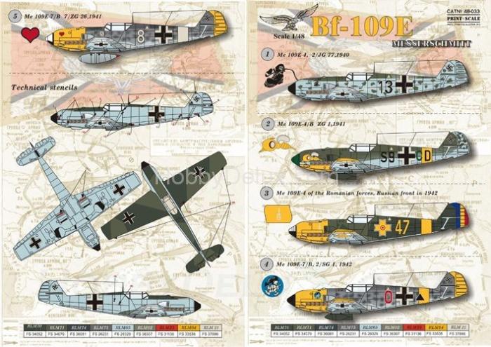Декали Print Scale Messershmit Me-109 E Part 2 Wet decal PS48-033