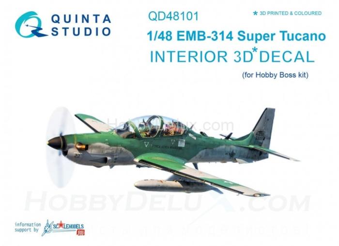 3D Декаль интерьера кабины EMB-314 Super Tucano для модели HobbyBoss QD48101