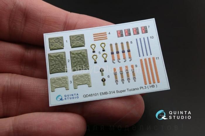 3D Декаль интерьера кабины EMB-314 Super Tucano для модели HobbyBoss QD48101