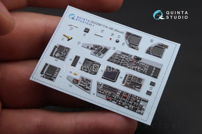 3D Декаль интерьера кабины F/A-18E для модели Revell QD32067