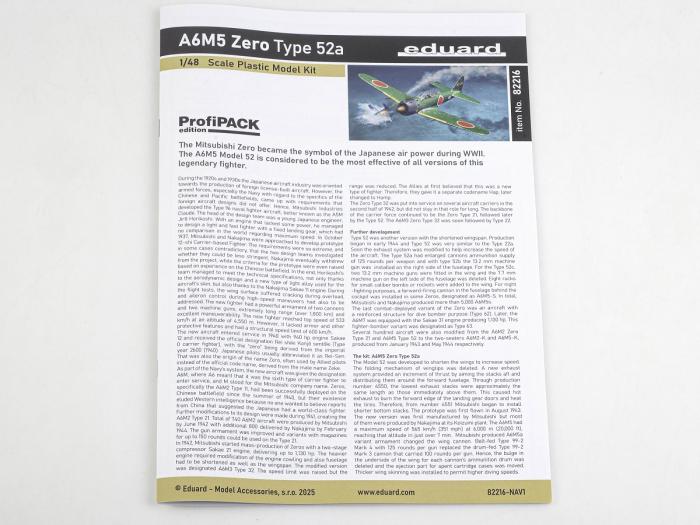Eduard 82216 1:48 Mitsubishi A6M5 Zero Type 52a ProfiPACK Edition