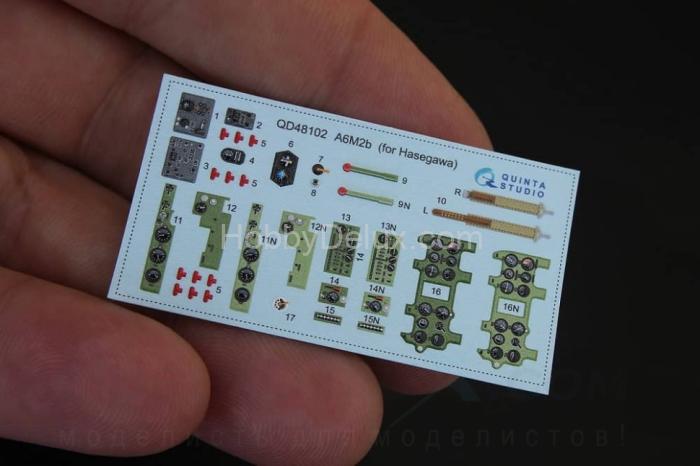 3D Декаль интерьера кабины A6M2 для модели Hasegawa QD48102