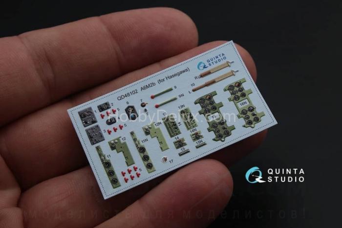 3D Декаль интерьера кабины A6M2 для модели Hasegawa QD48102