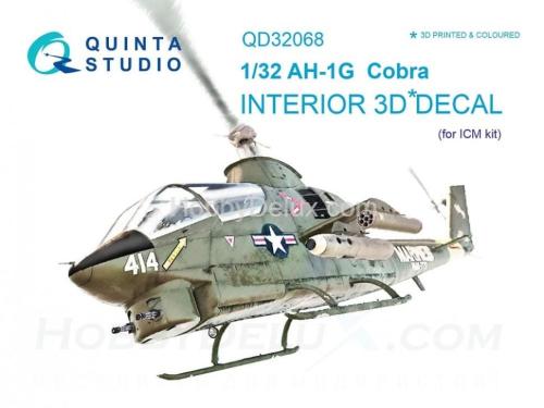 3D Декаль интерьера кабины AH-1G Cobra для модели ICM