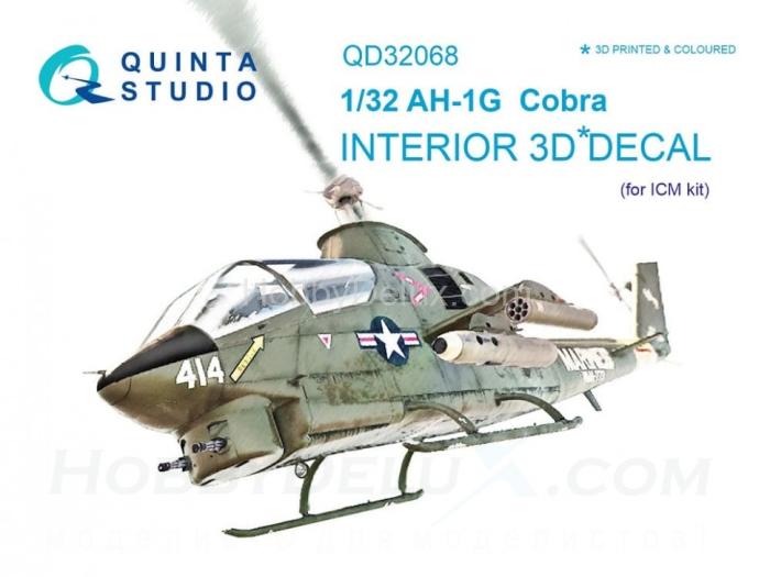 3D Декаль интерьера кабины AH-1G Cobra для модели ICM QD32068
