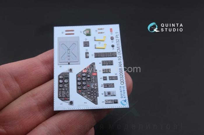 3D Декаль интерьера кабины AH-1G Cobra для модели ICM QD32068