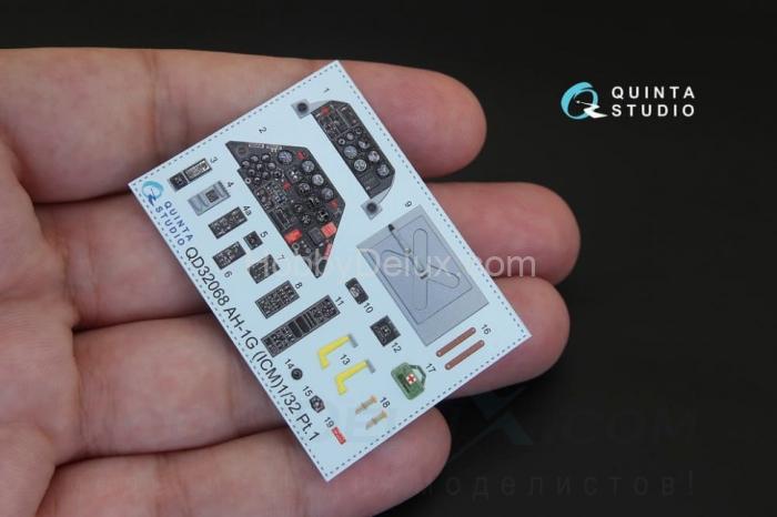 3D Декаль интерьера кабины AH-1G Cobra для модели ICM QD32068