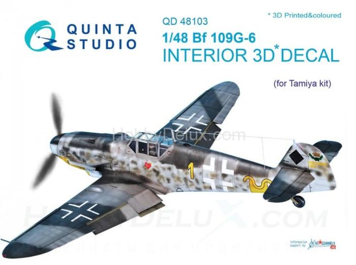3D Декаль интерьера кабины Bf 109G-6 для модели Tamiya QD48103