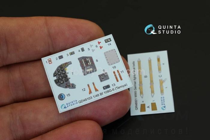 3D Декаль интерьера кабины Bf 109G-6 для модели Tamiya QD48103