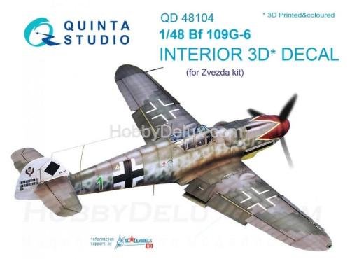 3D Декаль интерьера кабины Bf 109G-6 для модели Звезда