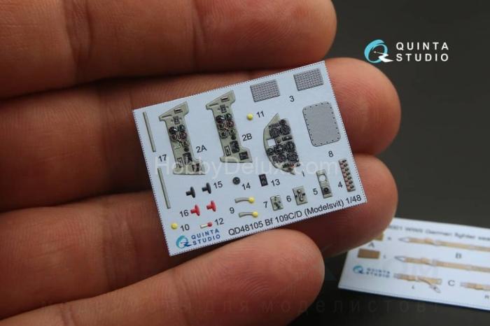 3D Декаль интерьера кабины Bf 109C/D для модели Modelsvit QD48105