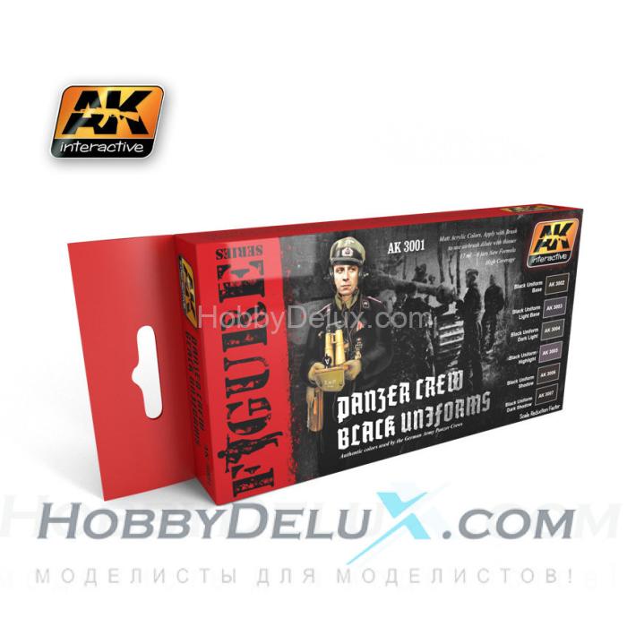 AK-3001 PANZER CREW BLACK UNIFORMS SET (набор красок 6 шт.) AK-3001