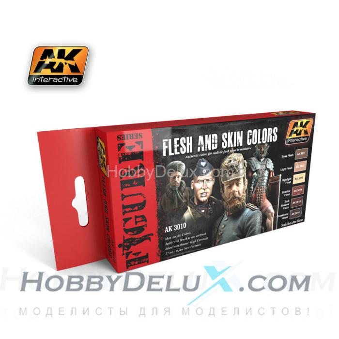 AK-3010 FLESH AND SKIN COLORS SET (набор красок 6 шт.) AK-3010