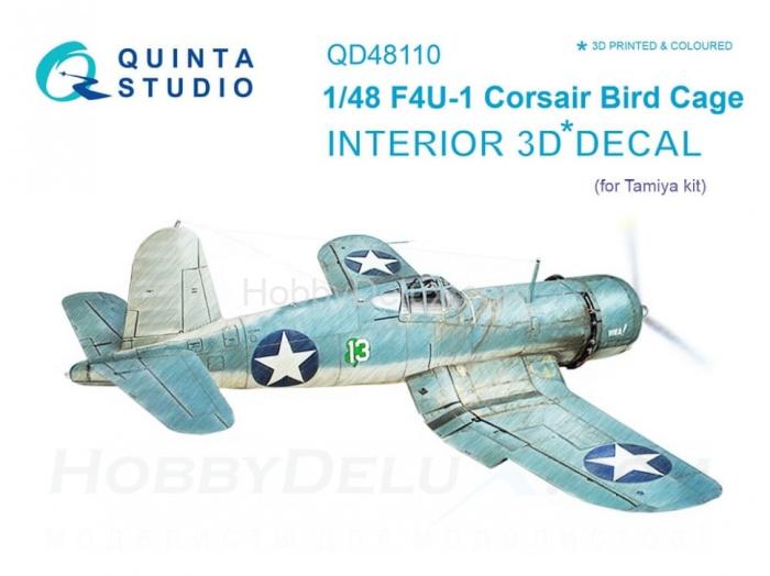 3D Декаль интерьера кабины F4U-1 Corsair Bird cage для модели Tamiya QD48110