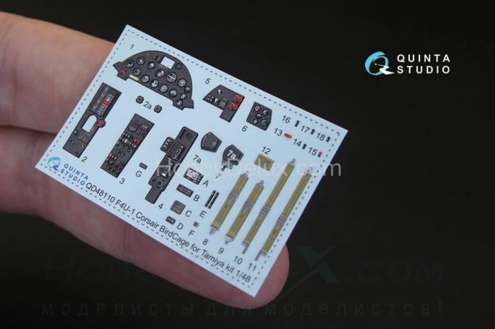 3D Декаль интерьера кабины F4U-1 Corsair Bird cage для модели Tamiya QD48110