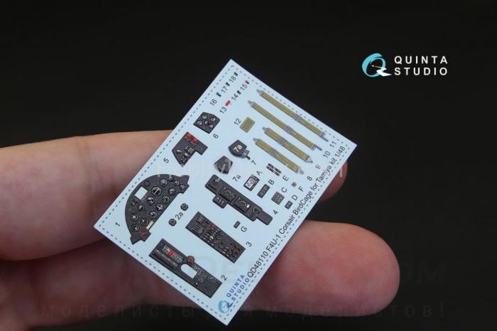 3D Декаль интерьера кабины F4U-1 Corsair Bird cage для модели Tamiya QD48110