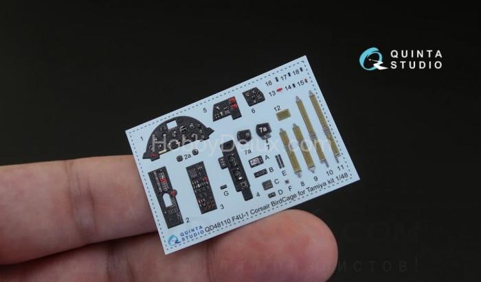 3D Декаль интерьера кабины F4U-1 Corsair Bird cage для модели Tamiya QD48110