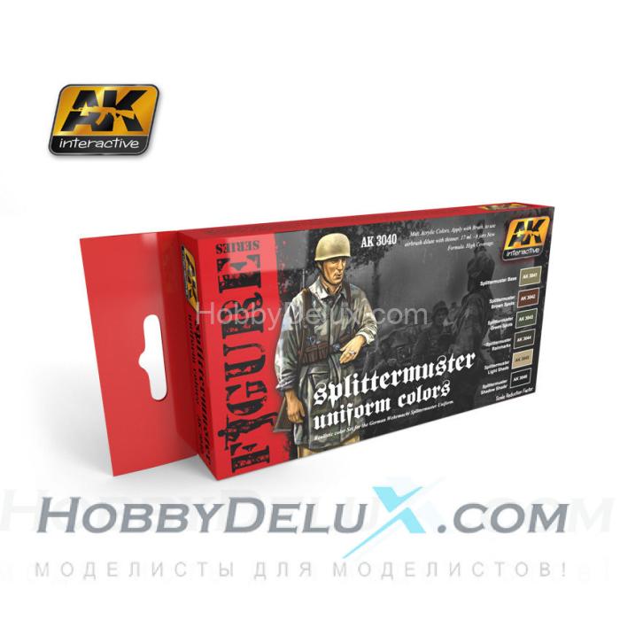 AK-3040 SPLITTERMUSTER UNIFORM COLORS (Набор красок 6 шт.) AK-3040