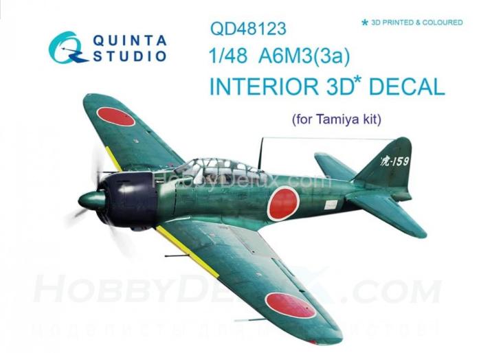 3D Декаль интерьера кабины A6M3 для модели Tamiya QD48123
