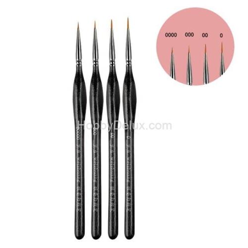 Набор профессиональных элитных кистей (соболь), 4 шт. (№ 00000, 000, 00, 0), черные