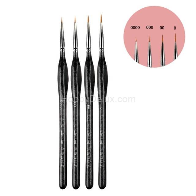 Набор профессиональных элитных кистей (соболь), 4 шт. (№ 00000, 000, 00, 0), черные B-08