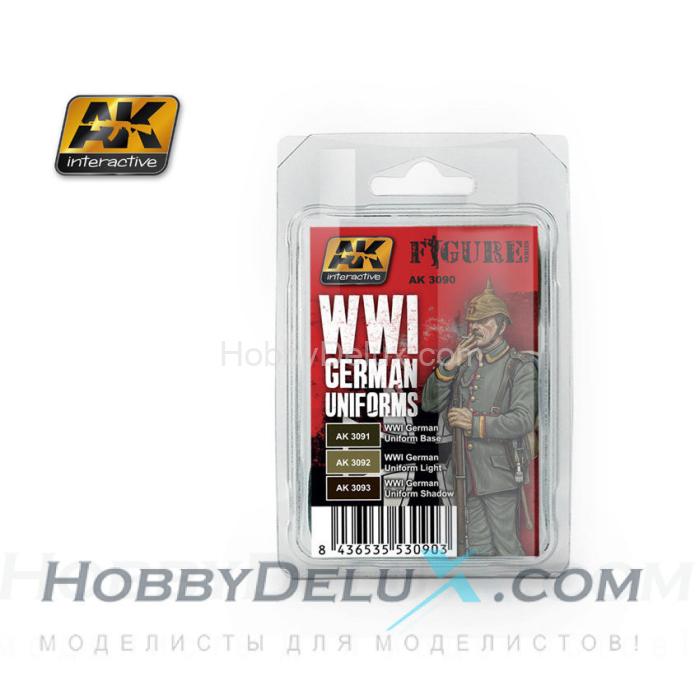AK-3090 WWI GERMAN UNIFORMS (Набор красок 3 шт.) AK-3090