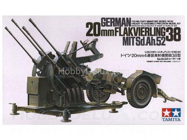 Немецкая 4-х ствольная зенитка Flakvierling 38 с прицепом 35091