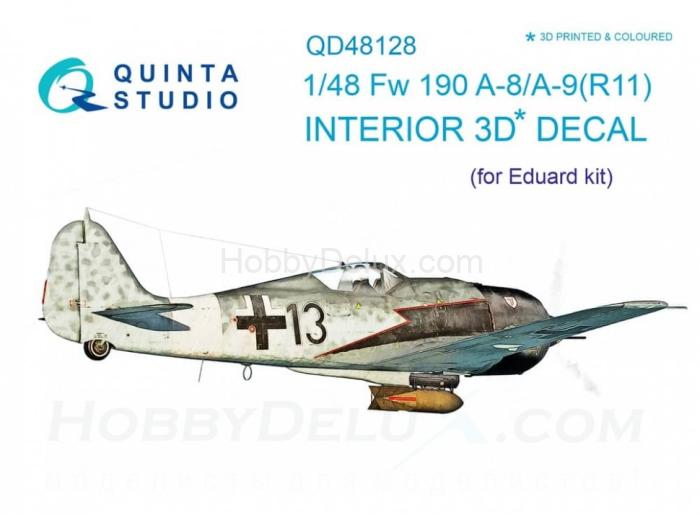 3D Декаль интерьера кабины Fw 190 A-8/A-9 R11 для модели Eduard QD48128