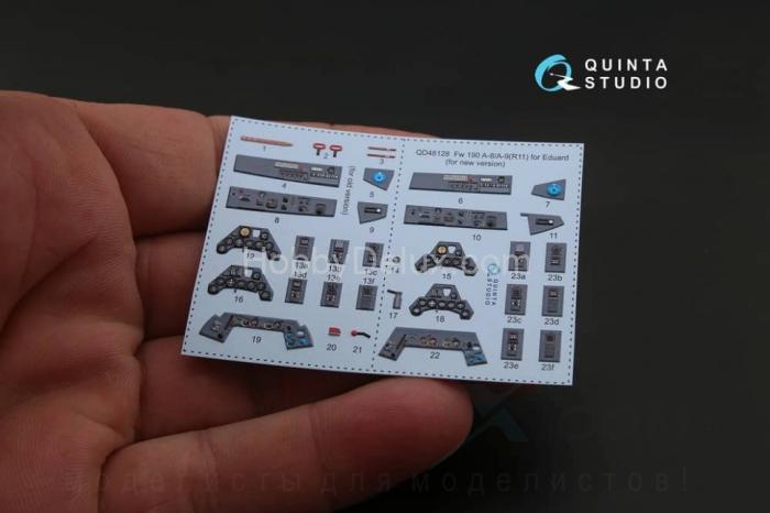 3D Декаль интерьера кабины Fw 190 A-8/A-9 R11 для модели Eduard QD48128
