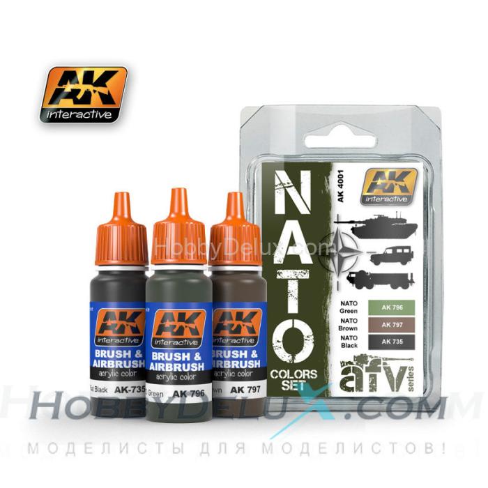 AK-4001 NATO COLORS SET (набор красок 3 шт.) AK-4001