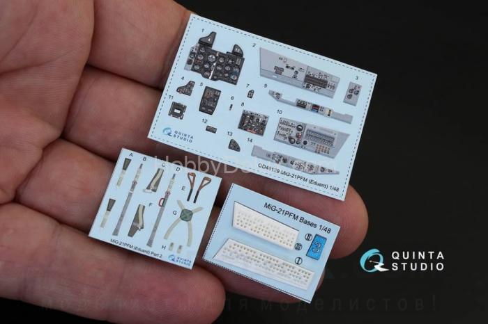 3D Декаль интерьера кабины МиГ-21ПФМ серые панели для модели Eduard QD48129